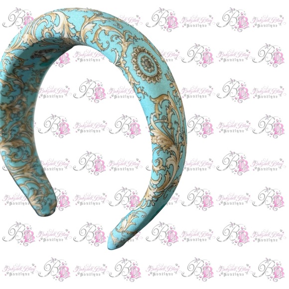 Versace headband blue Dylan turquoise parfum baroque gold Medusa head hair band - Picture 3 of 9